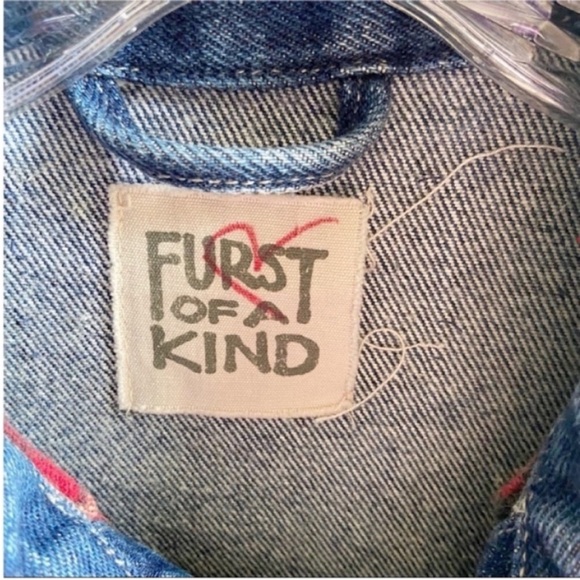 Furst of a Kind LF jacket denim distressed destroyed patches red plaid rework - Picture 8 of 9